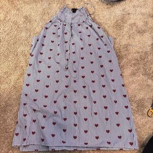 J. Crew Heart Printed Pajama Dress Blue and White Stripes size XL
